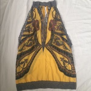 Free People Yellow butterfly lace tank